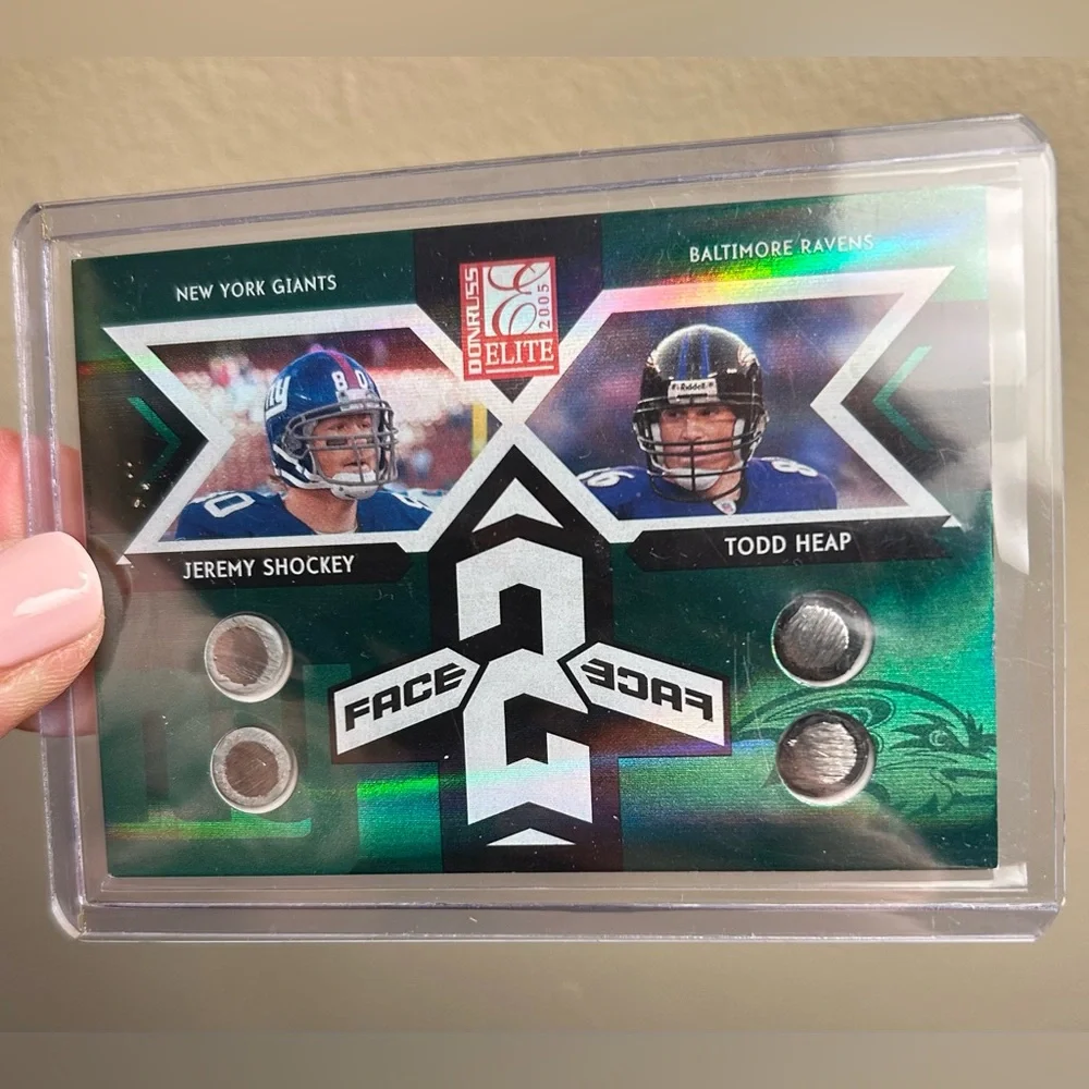 Jeremy Shockey Todd Heap 2005 Donruss Elite Face 2 Face Dual
Helmet Card - Picture 5 of 6